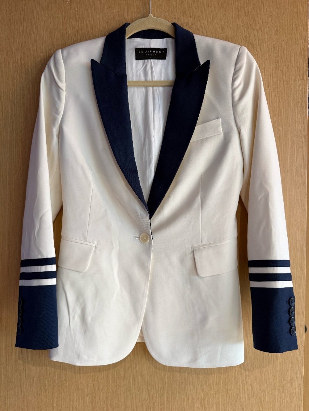 Equipment Quincy Blazer | Ivory & Navy | Size 2